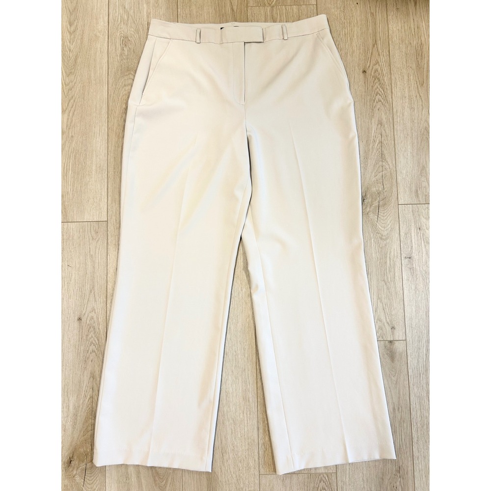 White House Black Market WHBM Luna Wide Leg Pants Ecru Beige Size 18L Long Tall‎